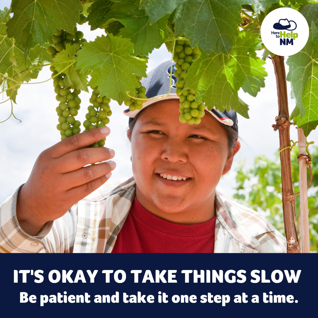Here to Help graphic that states 'It's okay to take things slow.'