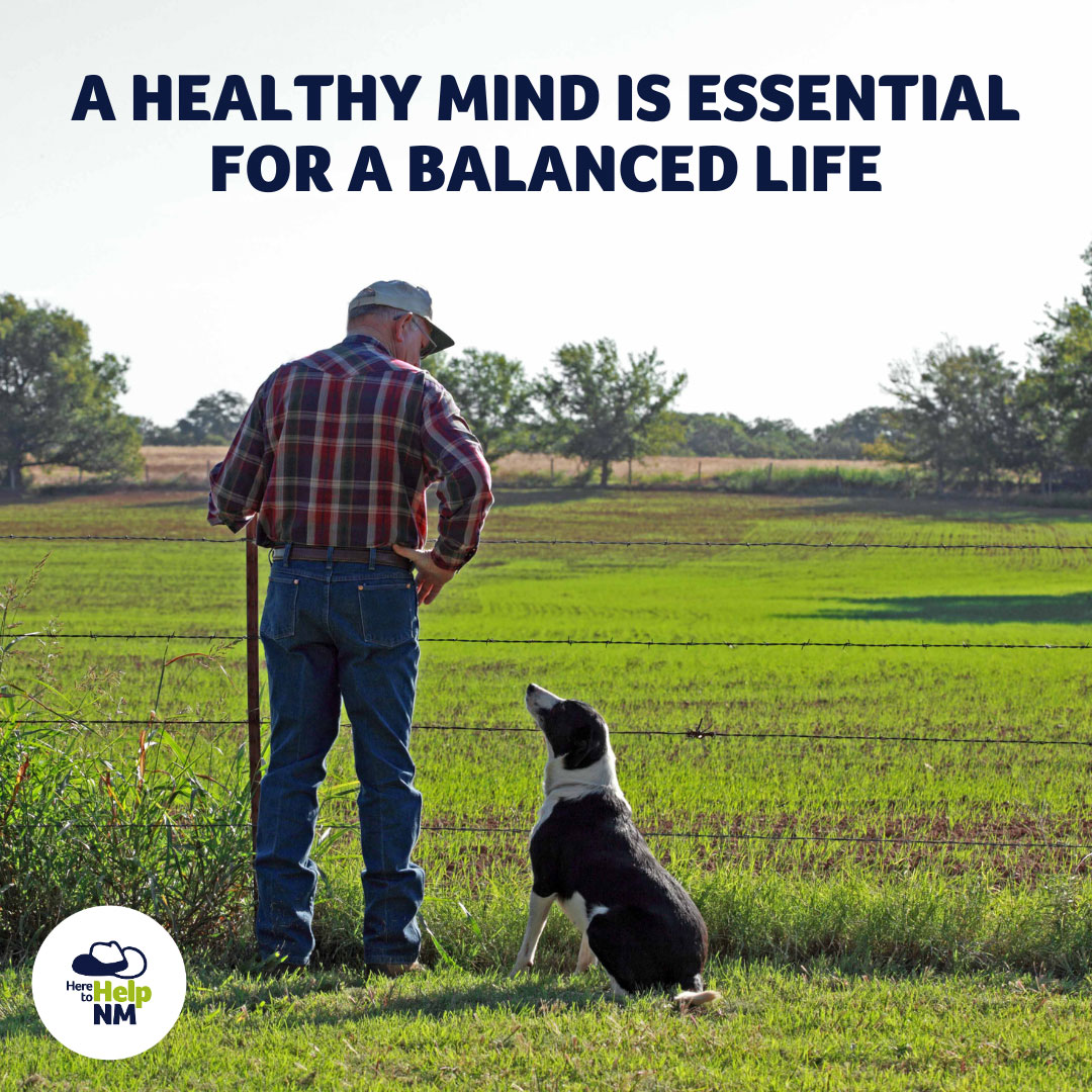 Here to Help graphic that states 'A healthy mind is essential for a balanced life'