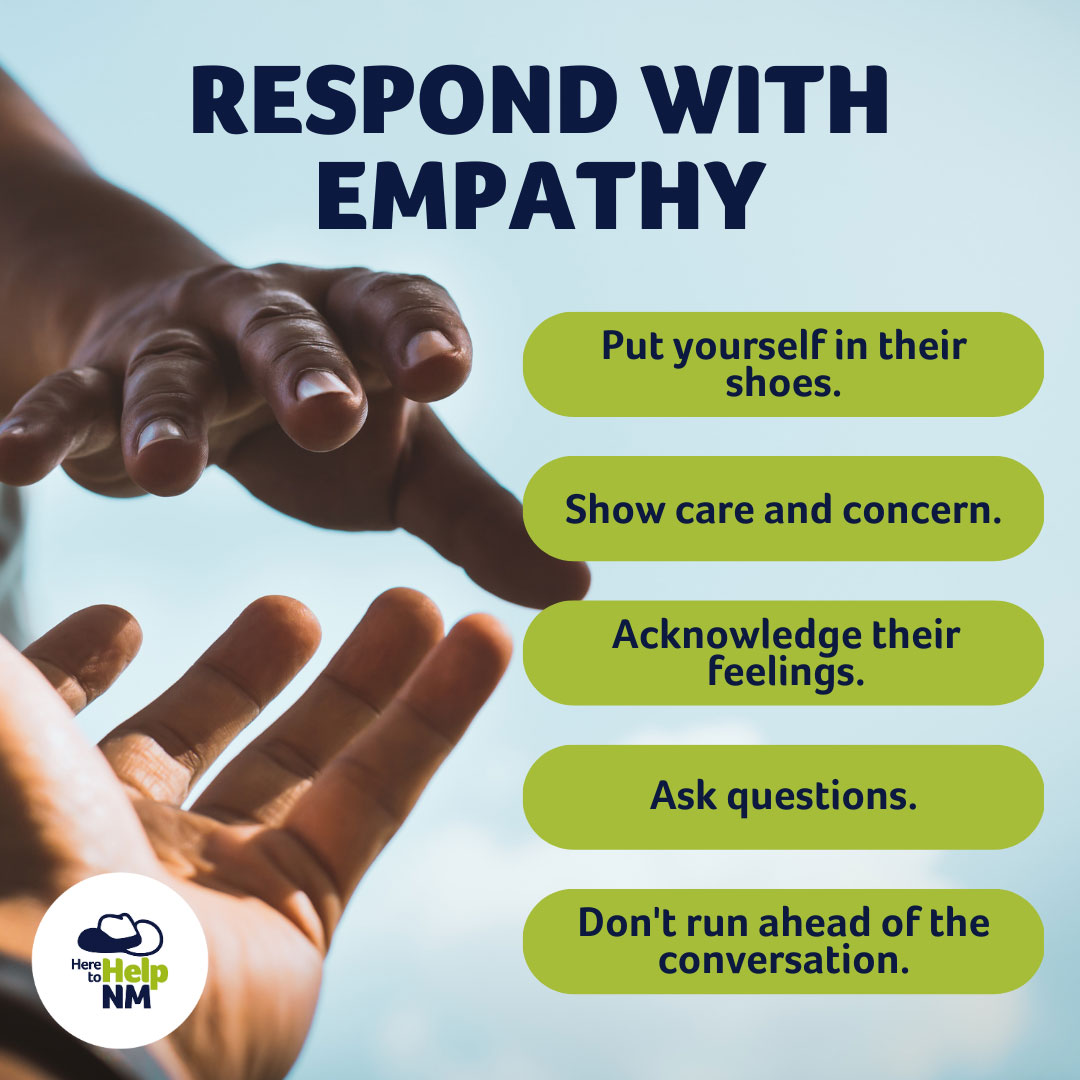 Here to Help graphic that states 'Respond with Empathy'