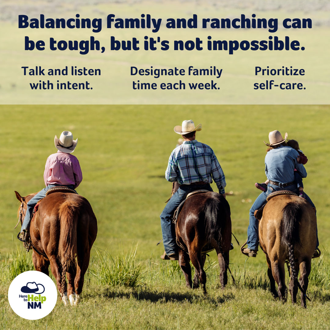Here to Help graphic that states 'Balancing family and ranching can be tough, but it's not impossible.'