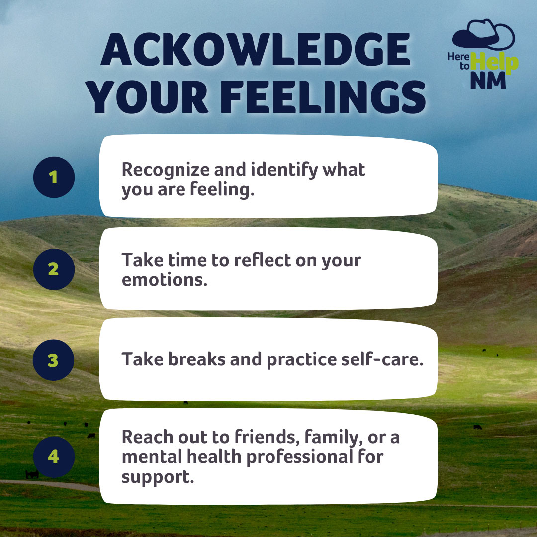 Here to Help graphic that states 'Acknowledge your feelings'