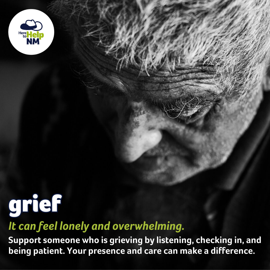 Here to Help graphic that states 'Grief can feel lonely and overwhelming'